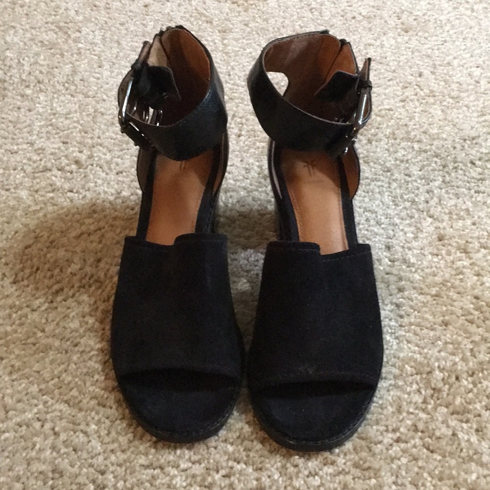 Frye ankle strap suede sandal
